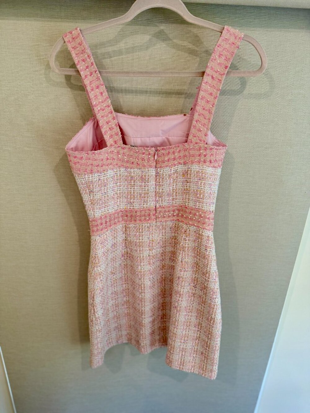 Amanda Uprichard Archie Pink Tweed Mini Dress Size S REVOLVE - Picture 4 of 7